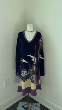 Graphic Knit Dress Navy blue